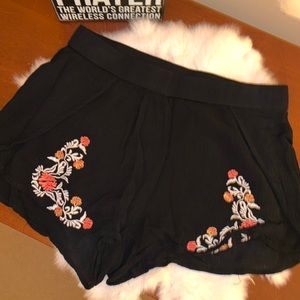 Black floral shorts